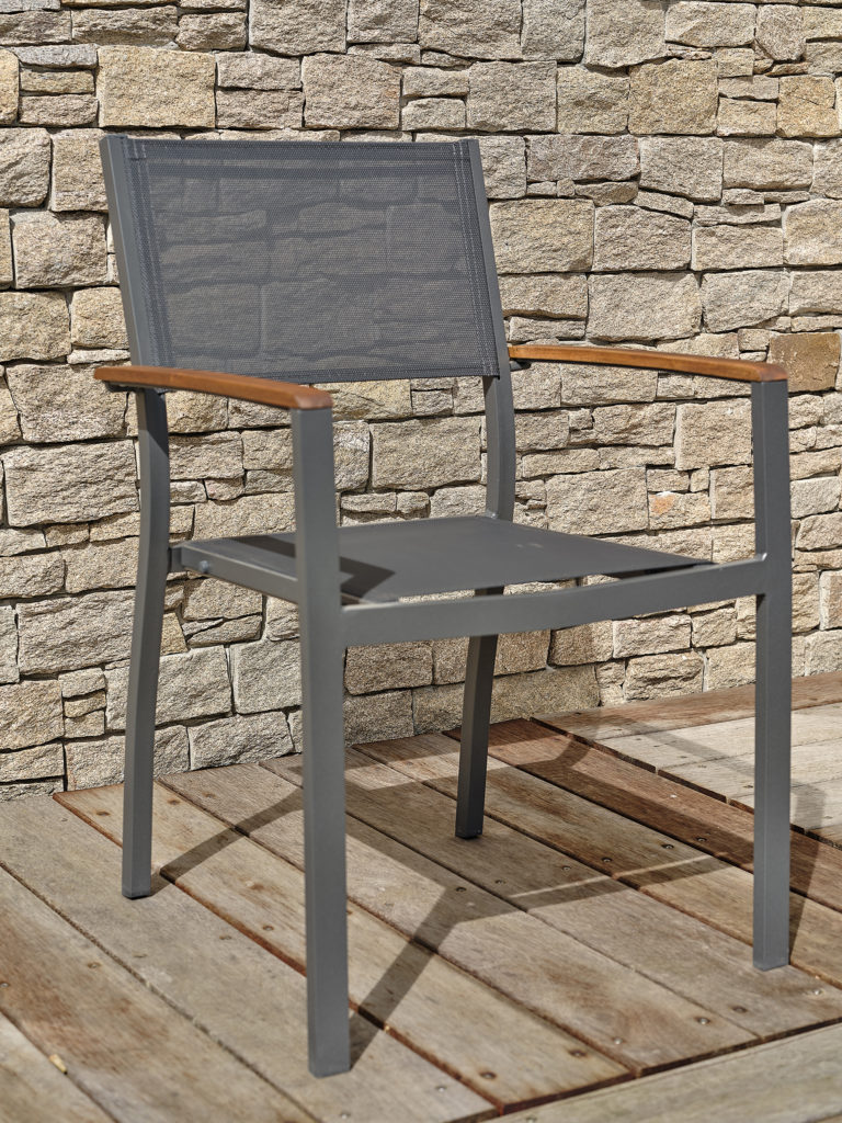 fauteuil jardin anthracite acacia ORSINO